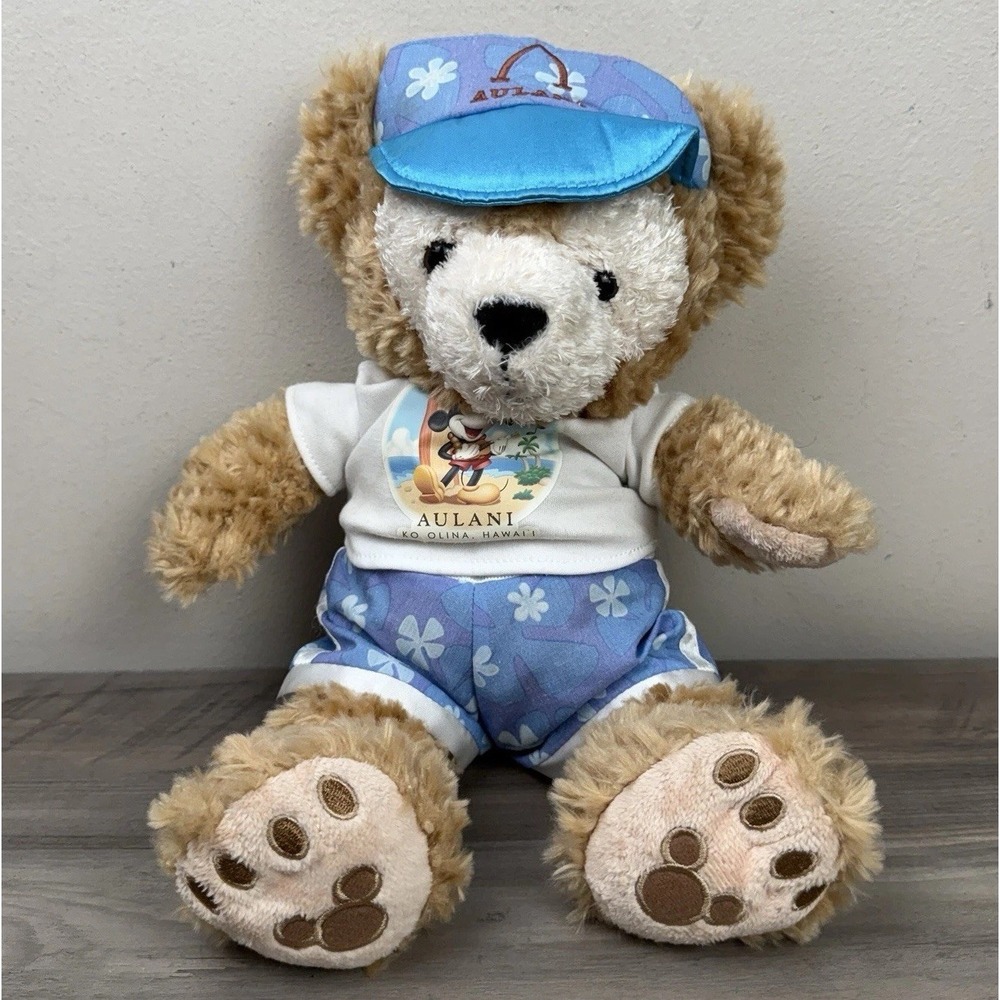 Disney Aulani Duffy Bear 13" Hawaii Outfit Soft Fuzzy Brown Stuffed Plush Animal
